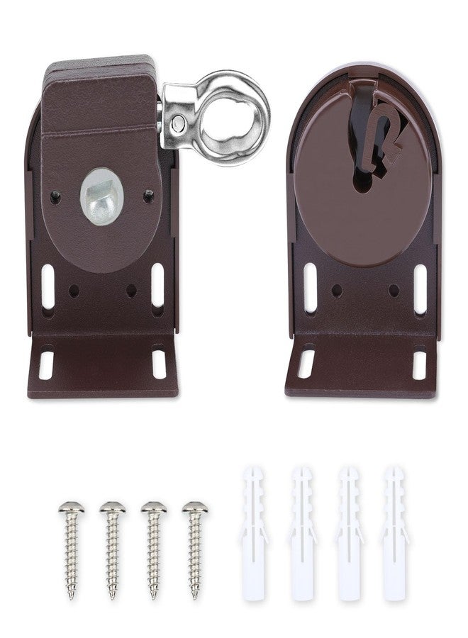 Vasteo Coolaroo Shade Brackets with Metal Ring,Replacement Parts,Compatible with Coolaroo Exterior Roller Shade(Brown,1 Pair) - Image 1